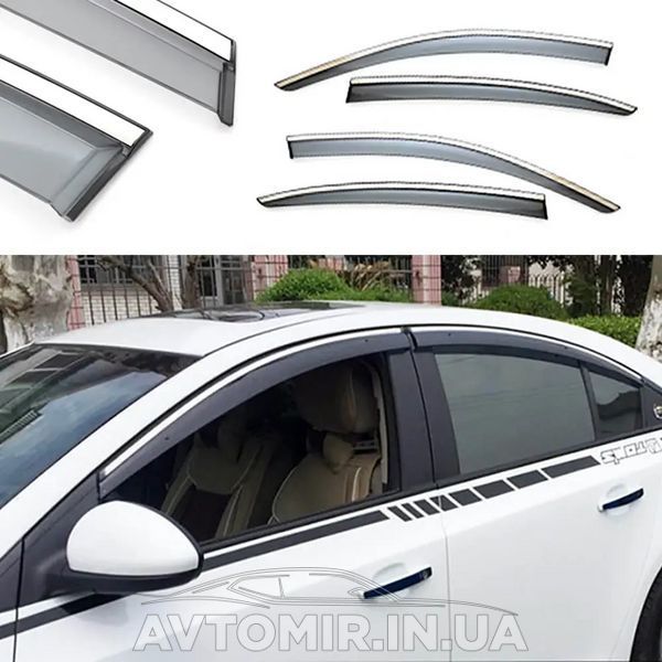 Вітровики KIA OPTIMA 2011+ З хромом молдингом "TopVisor" дефлектори вікон visor 01083 фото